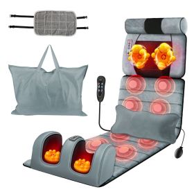 Advanced Version Full Body Electric Massage Mat, Heating, Vibration Massage Pad, Use on Mattress or Chair with Head Pillow