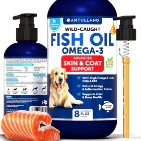 Omega 3 Fish Oil for Dogs Better Than Salmon Oil Skin and Coat Defense Liquid Supplement for Allergy Relief High EPA & DHA for Shedding Mobility Itchi