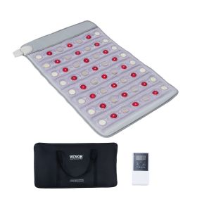 VEVOR Far Infrared Heating Pad, Amethyst Heating Pad with Jade & Tourmaline Stones, 660nm Photon Light & Negative Ions