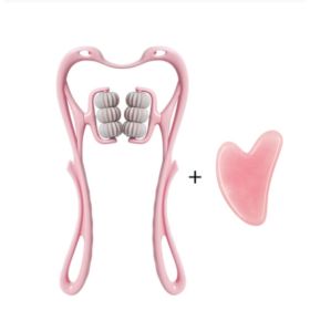 Multifunctional Manual Six-wheel Neck Massager Massage Relieve Roller Massage Tool (Option: Pink6 rollers suit)