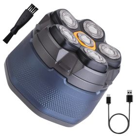 1Pc Cordless Electric Head Shaver For Men 6D Magnetic Floating Head IPX6 Waterproof Wet/Dry Shaving Type-C Rechargeable Shaver (Color: Blue)