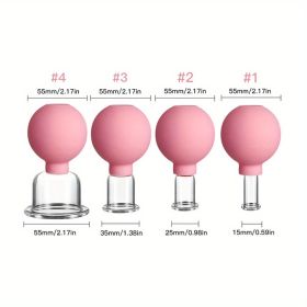 Glass Jar Vacuum Cupping Face Massager for Face Acupressure to Reduce Puffiness. (Color: Pink)