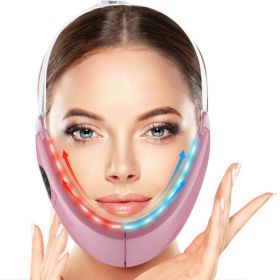 Microcurrent IPL face-lifting instrument. Infrared heat therapy with Red and Blue Light. Hot Compress lift V-shaped face-lift. (select: BNGV-pink)