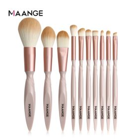 MAANGE 10 PCs Makeup Brush Set. Eyebrow Brush, Foundation Brush and More Multifunctional Brushes (Handle Color: Skin)
